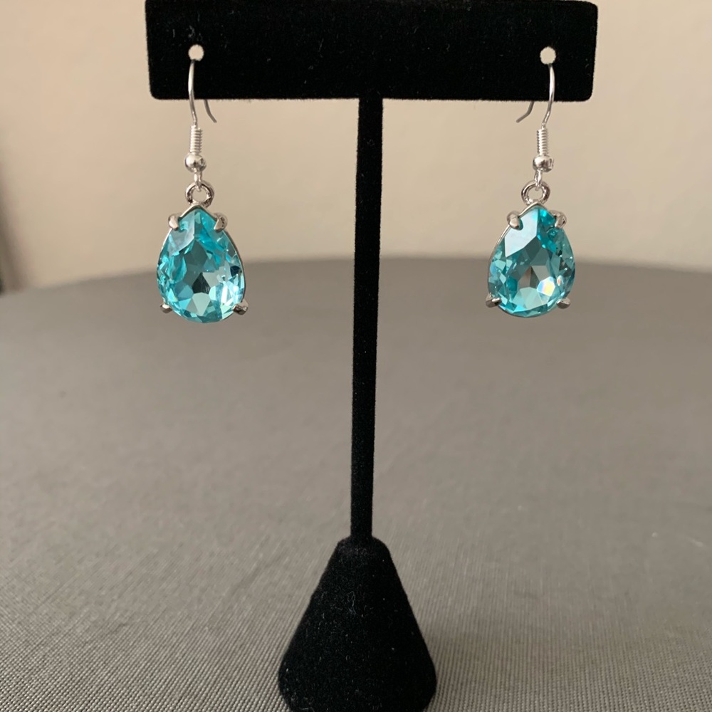 Teal drop earrings